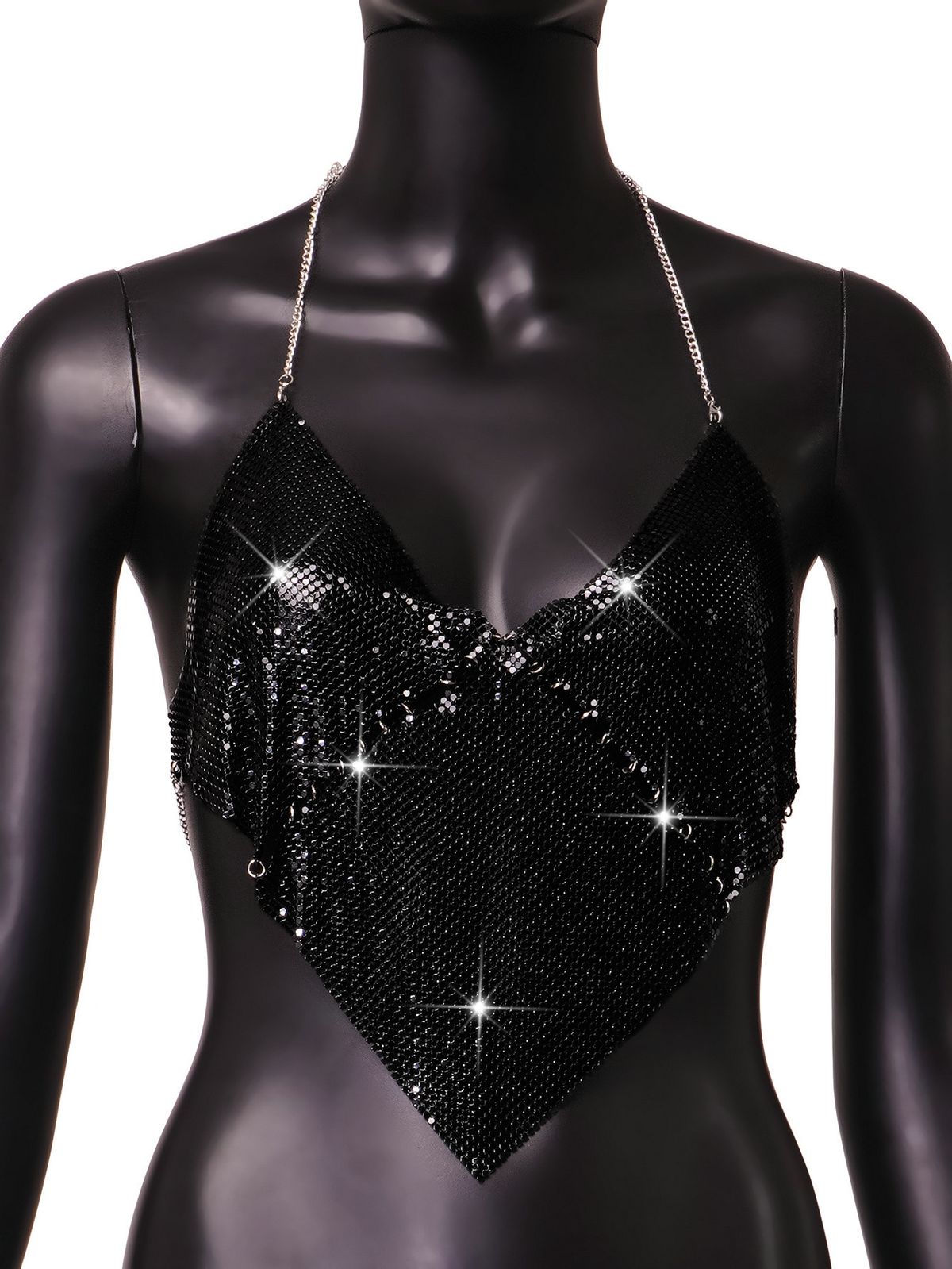 Women's Clothing Camisole Vest Nightclub Electronic Music Festival Sexy Vest Metal Sequin Top_ecoleips.com