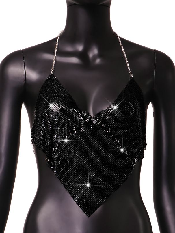 Women's Clothing Camisole Vest Nightclub Electronic Music Festival Sexy Vest Metal Sequin Top_ecoleips.com