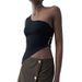 Solid Color Slim-fit Off-shoulder Camisole For Women, Summer Short Slightly Stretchy Polyester, Sexy Hot Girl Style,_ecoleips.com