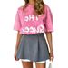 American Retro Short Sleeve T-Shirt For Women Summer Oversize Vintage Letter Print Washed 100% Cotton Top_ecoleips.com