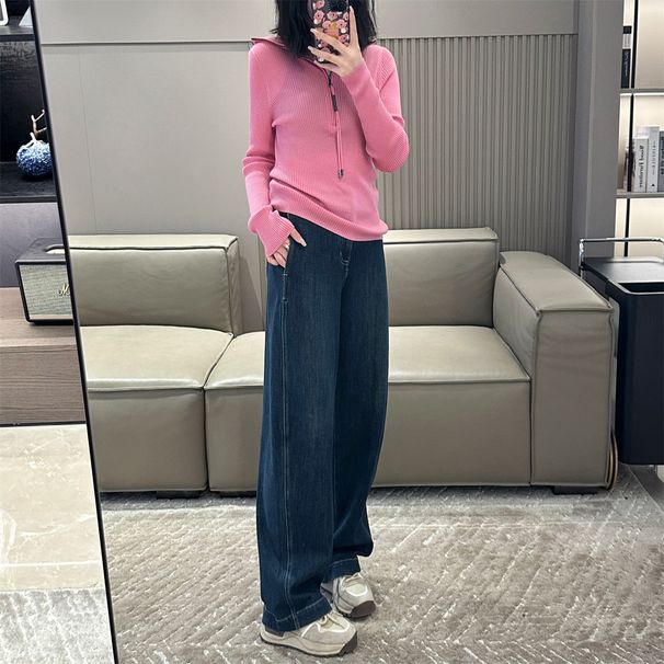 B*V's Favorite Italian Banana Pants, Super Elastic Silhouette, High-waisted, Slimming, Versatile Straight Wide-leg Jeans_ecoleips.com