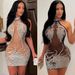 Women's Clothing Sexy Tight Mesh Mesh Hot Diamond See Through Nightclub Ladies Dress_ecoleips.com