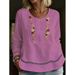 Women's Clothing Casual Shirt Women’s Elegant Long-Sleeve Blouse – Lace Trimmed Relaxed Fit Shirt (Breathable Cotton, Casual & Chic)_ecoleips.com