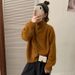 High-Neck Button Cardigan – Oversized Knit Sweater Coat (Cozy & Fluffy, Solid Oat/Green/Yellow/Maroon/Grey, Layering Essential)_ecoleips.com