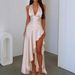 Women's Clothing Fashionable Halter Neck V Neck Slim Fit Slit Dress For Women Sexy Women's Clothing For Formal & Casual For Women_ecoleips.com