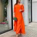 Women's Clothing Women's Plus Size Fashion Casual Set Cotton Linen Long Sleeved Top With Wide Leg Pants Two Piece Irregular Design_ecoleips.com