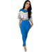 Women's Clothing CY902407 Women's Two-Tone Round Neck High-Waist Top And Shorts Casual Lounge Set_ecoleips.com