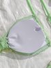 2Pcs High Cut Textured Bikini, Ladies Pearl Detail Halter Bathing Suit_ecoleips.com