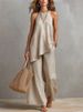 Women's Casual Round Neck Vest And Pants Set Multi Color Plus Size Clothing_ecoleips.com