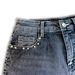Heavy Duty Motorcycle Style Rhinestone Embellished Denim Shorts Black Grey Washed Sexy Women's Wholesale Bottoms_ecoleips.com