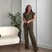 Women's Clothing Spring New Style Temperament Irregular V Neck Top High Waist Trousers Suit Suit_ecoleips.com