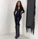 Women's Elegant Fashionable Solid Color Jumpsuit High Neck Long Sleeves Irregular Long Pants European American Style Romper_ecoleips.com