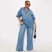 Women's Denim Pants Set Large Size Long Sleeve Top With Lapel American Style New Arrivals_ecoleips.com