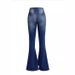 Women's Clothing Casual Fashion Slim High Waist Slightly Flared Denim Trousers_ecoleips.com