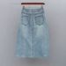 New Mid-Length Slimming Side Slit Denim 2025 Summer Thin High-Waisted Half Skirt_ecoleips.com