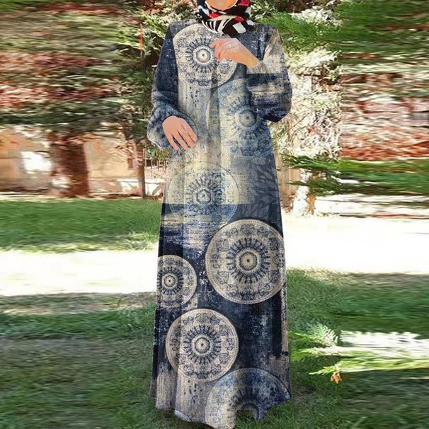 Women's Fashion Print Dress Autumn New Style Foreign Trade Clothing_ecoleips.com