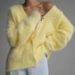 Women’s Oversized Knit Cardigan – French-Inspired Fuzzy Coatigan (S-XL, Fall/Winter, Green/Brown/Grey/Pink/Yellow)_ecoleips.com