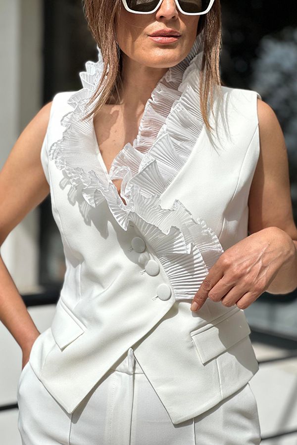 Women's Clothing spring and summer new fashion sleeveless trousers suit INS casual pocket vest two piece suit for women_ecoleips.com