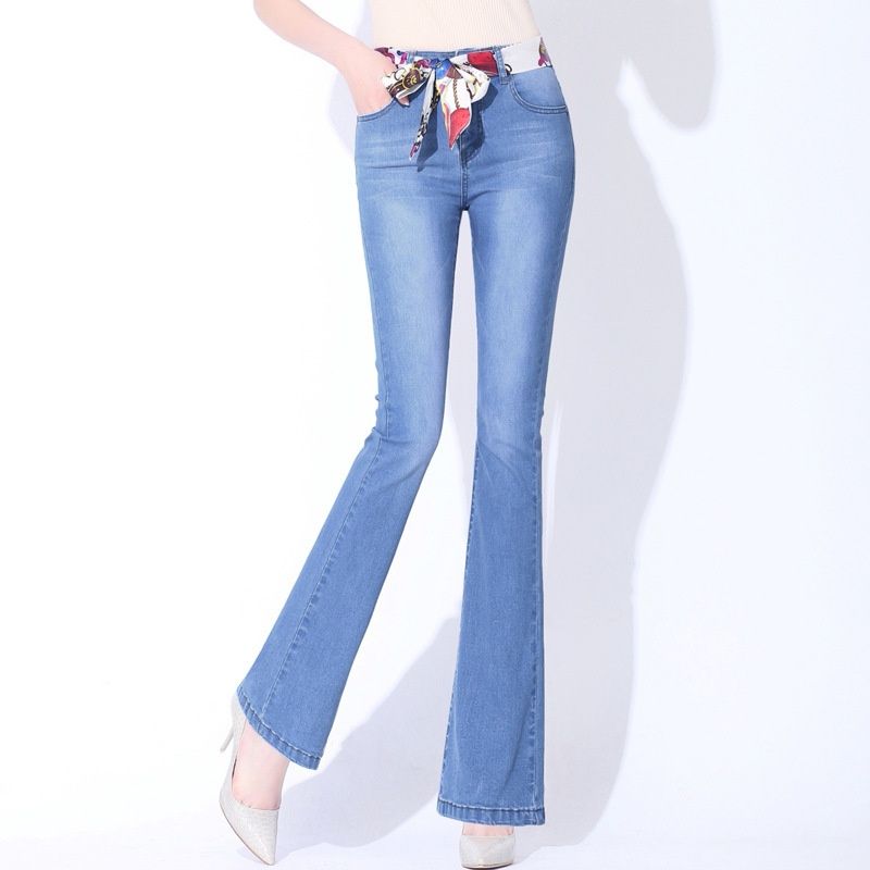 Spring 2025 New High-Waisted Micro-Flare Jeans For Women, Plus Size, Stretchy, Slimming, Straight-Leg Flare Wide-Leg_ecoleips.com