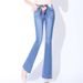 Spring 2025 New High-Waisted Micro-Flare Jeans For Women, Plus Size, Stretchy, Slimming, Straight-Leg Flare Wide-Leg_ecoleips.com
