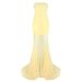 European And American New Style Gentle Wind Light Yellow Ice Silk Mesh Patchwork Strapless For Women With Large Hem Slim_ecoleips.com