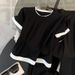 Women’s Clothing Casual Sports Suit In Summer, Contrasting Color Stitching, Round Neck Short Sleeved Top, Wide Leg Trousers, Two Piece Suit, Slim Fit_ecoleips.com