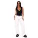 Women's Clothing Waist Non Elastic Straight Denim Trousers For Women_ecoleips.com