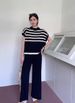 New Design Color Block Striped Knitwear Loose Sleeveless Women's Fashionable Transparent Korean Style Casual Set Polyester Blend_ecoleips.com