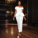Elegant Strapless Ruffle Hem Dress - White Bridesmaid Wedding Party Cocktail Formal Gown_ecoleips.com
