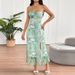 AD203 New French-style High-end Fashion Strapless Slim-fit Sexy Vacation-style Printed Mesh Dress_ecoleips.com