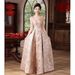 Bride's Toast 2026 Red New Chinese Style Wedding Engagement Dress Women's Sleeve Long Cheongsam Gown_ecoleips.com