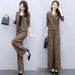 2025 New Korean Style Autumn Suit Fashionable Elegant Plaid Wide-Leg Pants Two-Piece Set For Women_ecoleips.com