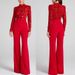 Women's Clothing autumn and winter new long sleeved belt jumpsuit flared pants casual loose party jumpsuit_ecoleips.com