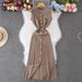 Women's Clothing Waist Dress Round Neck Hook Flower Single Breasted Hollow Swing Sleeveless_ecoleips.com