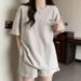 Women's Clothing Women's Summer Tracksuit Set Waffle Style Loose Fit Short Sleeve Casual Two Piece Fashion Shorts_ecoleips.com
