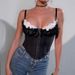 Euopean And Ameican Coss-bode Sexy Stapless Mesh Lace Ba Cotton Hot Gil Fishbone Camisole Fo Inne O Oute_ecoleips.com