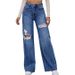 Women's Clothing Versatile Fashion Simple Ripped Ladies Wide Leg Pants_ecoleips.com
