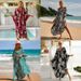 Women's Printed Swim Cover-Up – Lightweight Cotton Kimono, Boho Beach Wrap, Sheer Poolside Tunic (Zebra/Leopard/Snake Print/Blue Ombre)_ecoleips.com