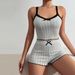 Women's Clothing Hot Sale Fashion Leisure Home Set Spring and Summer Bowknot Suspender Top Shorts Two piece Set_ecoleips.com