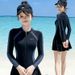 Conservative Long Sleeve One Piece Swimsuit Women's High End Sensation Swimming Costume Slimming Effect Fresh Style Swimwear_ecoleips.com
