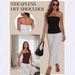 European And American Women's Summer Solid Color Casual Lapel Strapless Backless Slim Fit T-Shirt Top Y2K Style with Slit_ecoleips.com