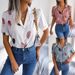 2026 Spr/Summer European And American Style Feather Collar Loose Short-Sleeve Shirt Cross-Border Women's_ecoleips.com