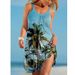Sea World Starfish Print Dress Women's Fashion Summer Strap Beach Dress Bohemian Sleeveless Party Dresses Elegant Sundress Hem_ecoleips.com
