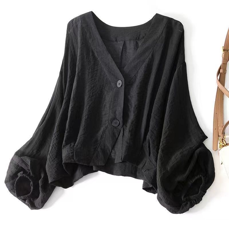 Summer Lightweight Short Jacket For Women Loose Fitting Slightly Sheer Long Sleeved Shirt Sun Protective Casual Youthful Concealing_ecoleips.com