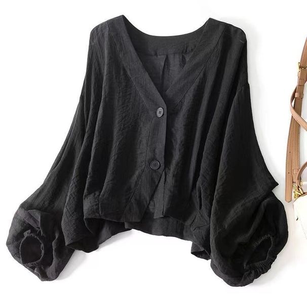 Summer Lightweight Short Jacket For Women Loose Fitting Slightly Sheer Long Sleeved Shirt Sun Protective Casual Youthful Concealing_ecoleips.com