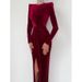 Angola Red Queen Sister Winter Fashion: Chic Slit French Velvet Dress For Women_ecoleips.com