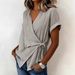 Women's Casual Solid Color Lapel T-Shirt Short Sleeve Irregular Loose Fit Spring/Summer Top American Style_ecoleips.com