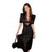 Women's Clothing Retro Black Floral Satin Maxi Dress V Neck Lace Trim Women's Clothing For Formal & Casual For Women_ecoleips.com