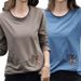 2026 Korean-Style Embroidered Pocketed Long-Sleeved T-Shirt For Women Perfect For Autumn; Available In Large Sizes, Fe_ecoleips.com