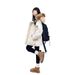 girl Qiqiuyu Navy Blue Workwear Down Cotton Jacket Parka Women Short Small Size Winter Fur Collar Thickened Coat_ecoleips.com